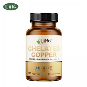 Liife Chelated Copper Supplement –copper，Essential Trace Mineral for Bone, Skin & Nutrient Absorption, 120 Capsules (120-Day Supply), Made in USA
