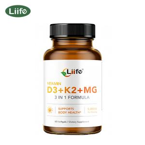 Liife Vitamin D3 K2 with Magnesium Bisglycinate & Vitamin B6| D3 5000 IU | K2 (MK7&MK4) 200mcg | Vitamin B6 3mg | Magnesium 200mg | High Absorption | Coconut Oil | Gluten Free | Non-GMO