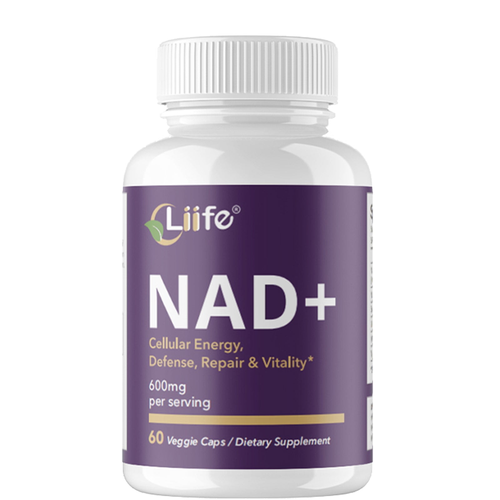 LIIFE Niacinamide Adenosine Dinucleotide 600 mg, with Niacinamide and Curcumin, 60 Vegetarian Capsules