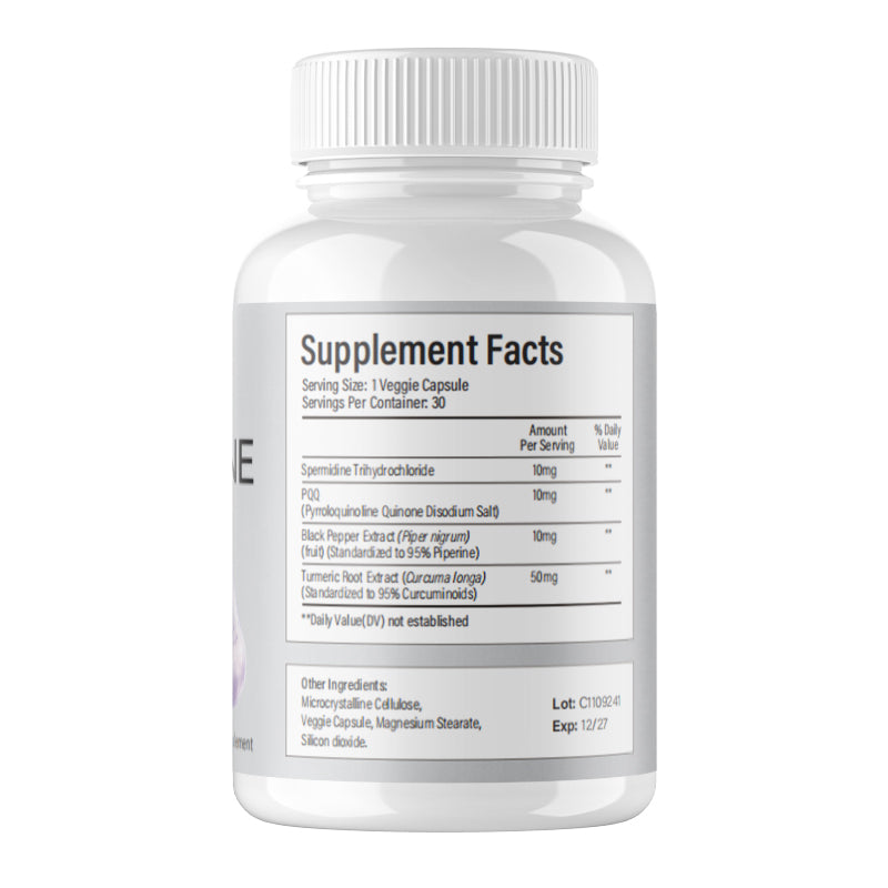 LIIFE Spermidine + PQQ Supplement - Supports Healthy Aging & Youthful Skin - 10mg Spermidine, 10mg PQQ, 30 Veggie Capsules