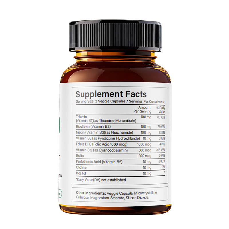 Liife Vitamin B100 Complex Supplement - Supports Energy Production & Overall Health - 120 Veggie Capsules