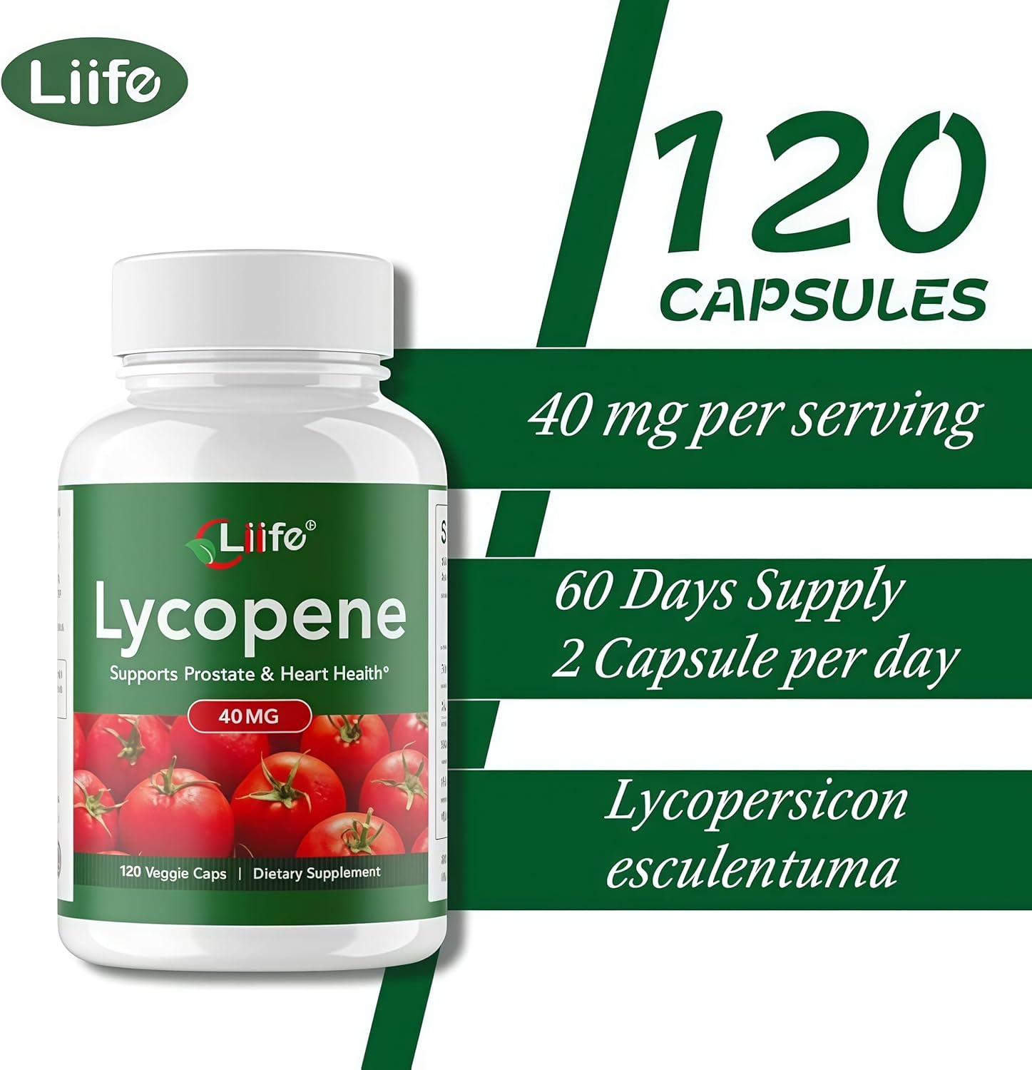 LIIFE Lycopene –Dietary Supplement with Tomato Extract, Zinc, Selenium, Vitamin E -Prostate, Antioxidant, Heart Health, and Overall Health Support – 120 Capsules