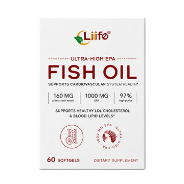 Liife Ultra High EPA Fish Oil 97% High Purity, 1000mg EPA with Red Yeast Rice Extract, Plant Sterol Esters, CoQ10 and Astaxanthin, Supports Cardiovascular Health and Healthy LDL Cholesterol, 60 Softgels