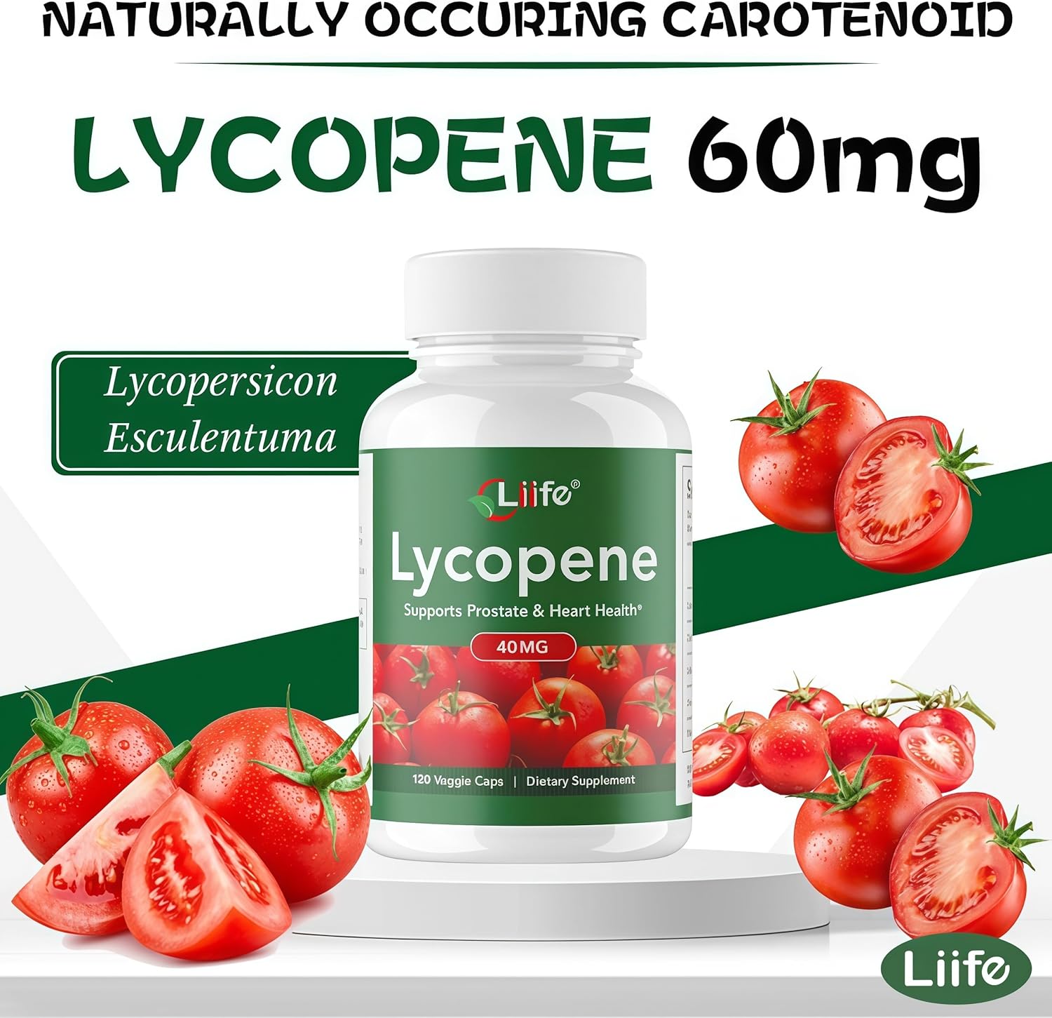 LIIFE Lycopene –Dietary Supplement with Tomato Extract, Zinc, Selenium, Vitamin E -Prostate, Antioxidant, Heart Health, and Overall Health Support – 120 Capsules