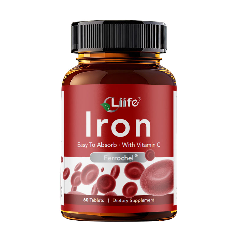 Liife Gentle Chelated Iron 30mg Supplement with Vitamin C B12 Folate, Support Red Blood Cell & Energy Levels, Non-Constipating 60 Tablets
