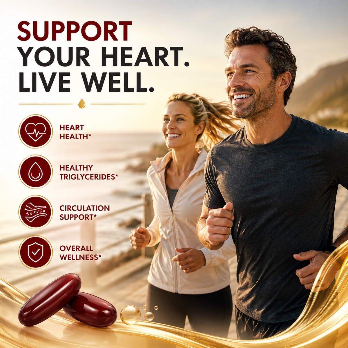 Liife Ultra High EPA Fish Oil 97% High Purity, 1000mg EPA with Red Yeast Rice Extract, Plant Sterol Esters, CoQ10 and Astaxanthin, Supports Cardiovascular Health and Healthy LDL Cholesterol, 60 Softgels