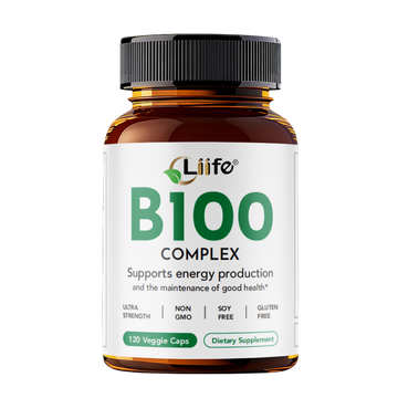 Liife Vitamin B100 Complex Supplement - Supports Energy Production & Overall Health - 120 Veggie Capsules