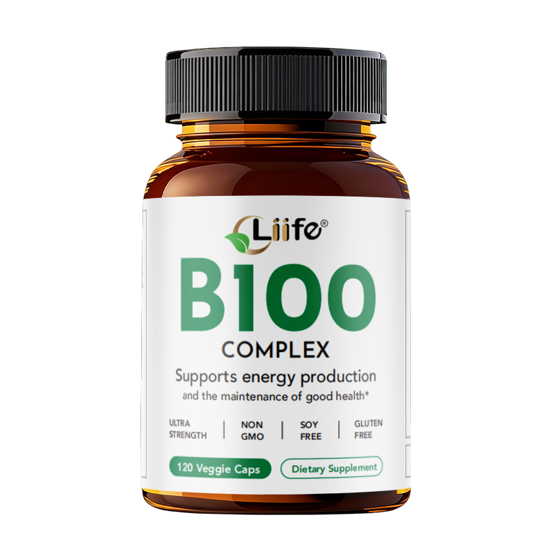 Liife Vitamin B100 Complex Supplement - Supports Energy Production & Overall Health - 120 Veggie Capsules