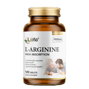 LIIFE L-Arginine | Male Fertility Supplement Support Includes Zinc, Magnesium, Vitamin C, and Ashwagandha |Supporting Blood Flow and Vascular Function– 120 Tablets